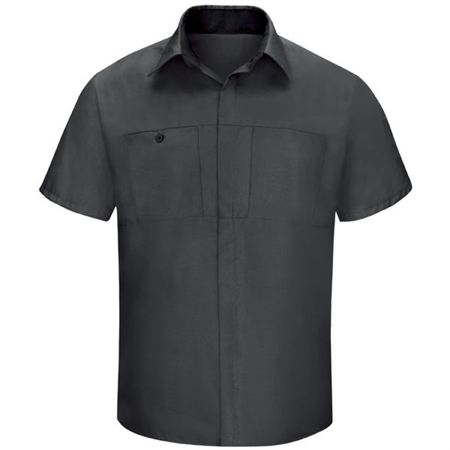 WORKWEAR OUTFITTERS Men's Short Sleeve Perform Plus Shop Shirt w/ Oilblok Tech Charcoal/Black, Medium SY42CB-SS-M